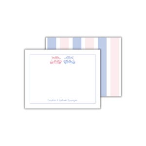 Pink and Blue Golf Notecard Set for Siblings - Personalized Golf Cart Note Cards for Kids - Golf Stationery - Sibling Notecards with Names