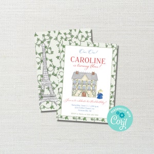 Paris Girl Printable Invitation Template - Birthday Invitation - Girls Birthday Party - Madeline - Paris Birthday Party