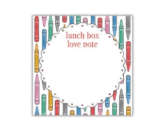 Personalized Lunch Box Notes: Watercolor Crayon Notepad for Kids