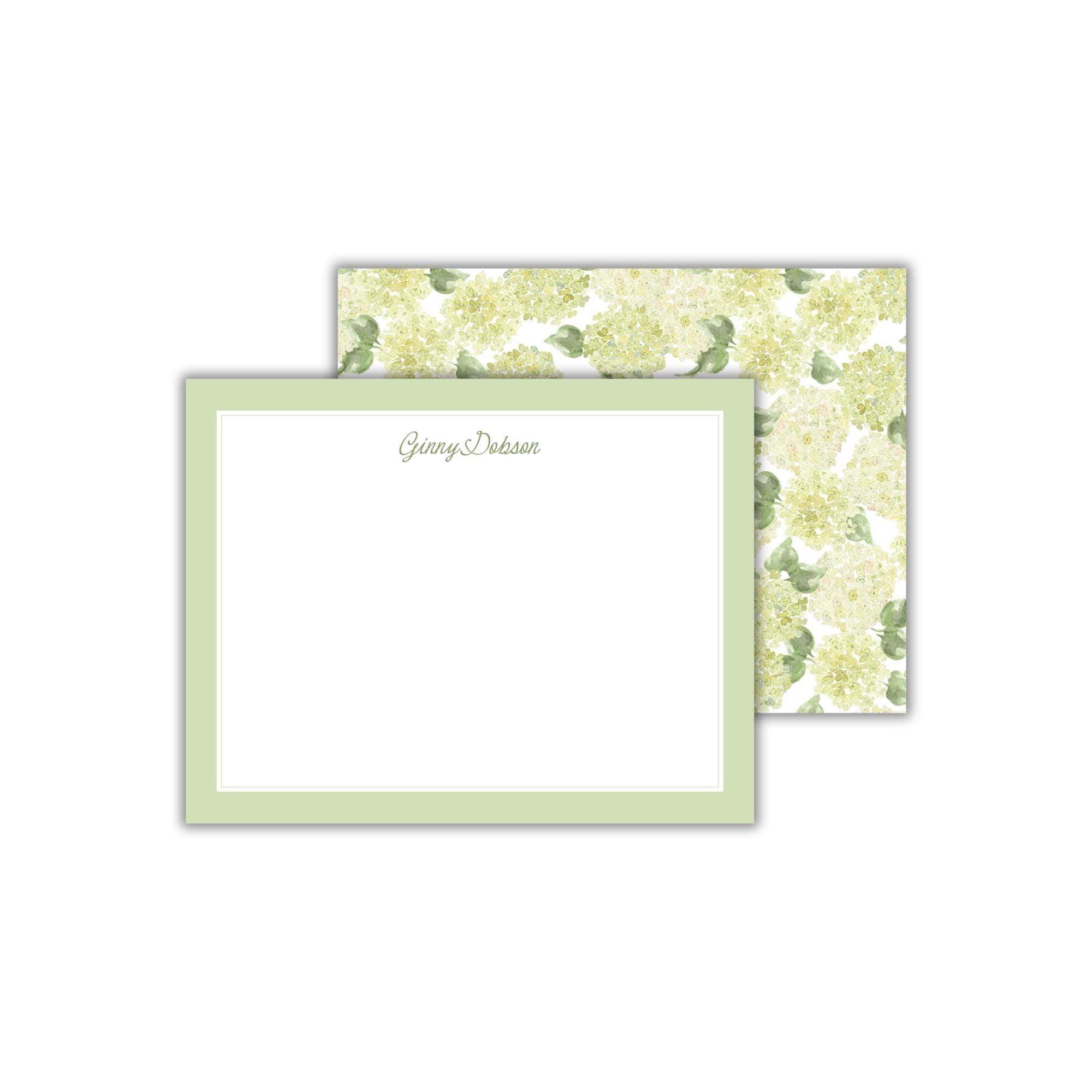Watercolor Limelight Hydrangea Stationery: Personalized Floral ...