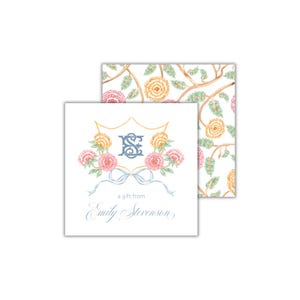 Watercolor Floral Monogrammed Gift Enclosure Cards: Personalized Calling Cards for Women
