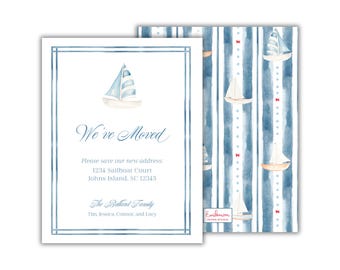 Watercolor Sailboat Moving Announcement Cards: Nautical Change of Address Card