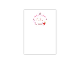 Pink Classroom Crest Personalized Teacher Notepad