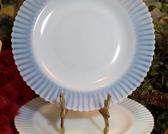 Vintage Macbeth Evans Petalware White Monax 9" Dinner Plate Set of (2)
