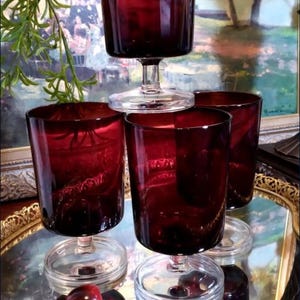 Cristal D&#39; Arques Durand Cavalier Ruby Water Goblets Set of (4)