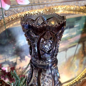 Imperial Glass Daisy & Button Amethyst Carnival Toothpick Holder