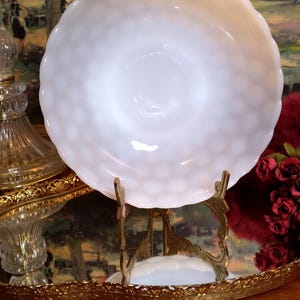 Vintage Anchor Hocking Bubble Milk Glass Round Veggie 8&quot; Bowl