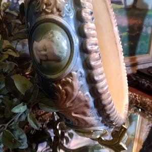 Antique Roseville Pottery Cupid  Cameo Low Jardiniere/Planter, Tan, Blue & Green Rare Collectable!!!
