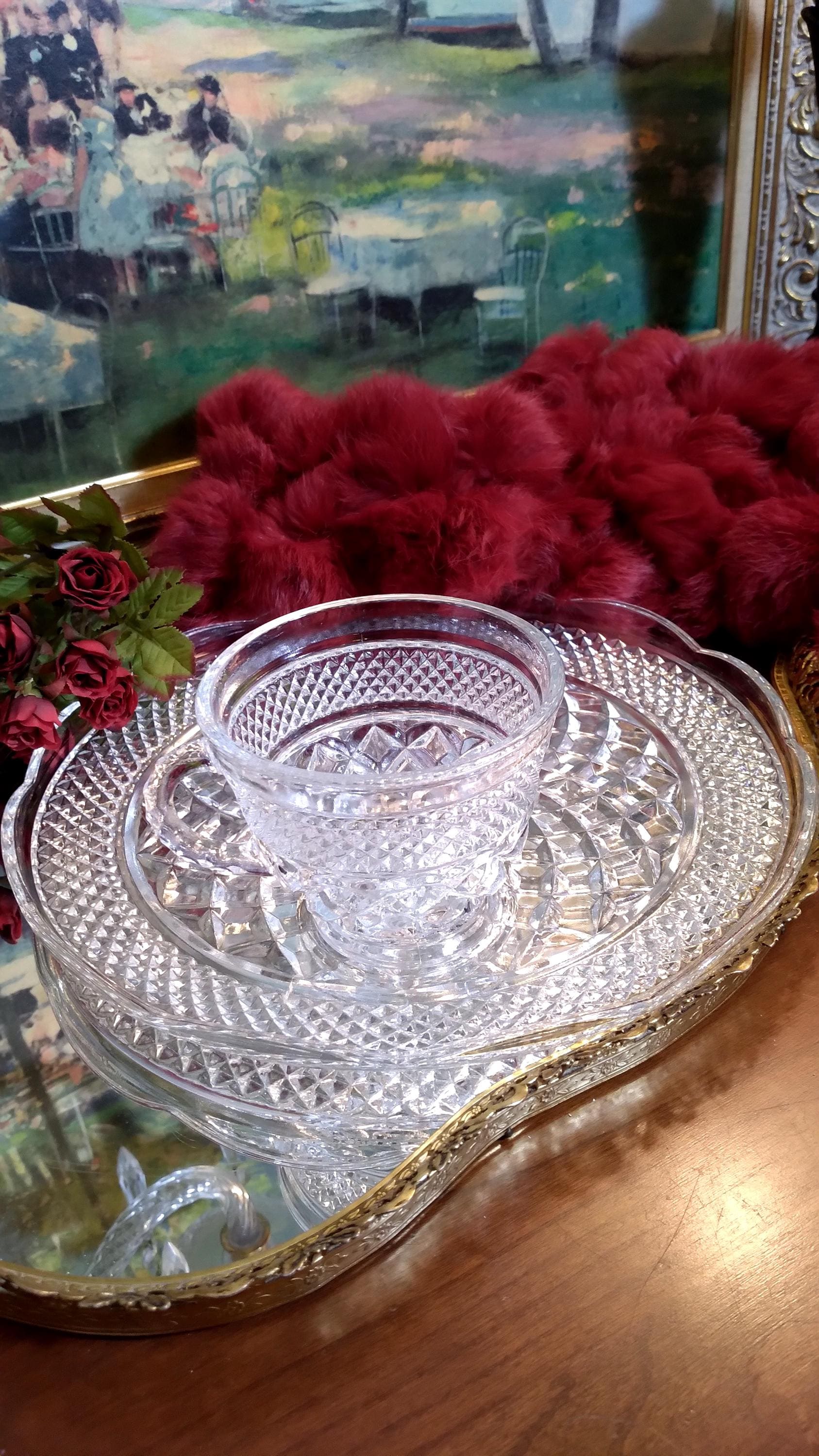 Anchor Hocking Clear Wexford Snack Plate & Cup Set of (2) - Etsy