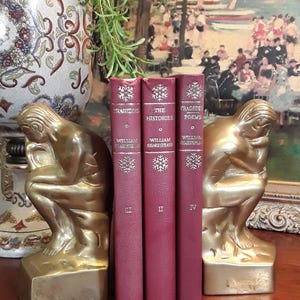Vintage Auguste Rodin&#39;s The Thinker Brass Bookends | Thinker Man Brass Bookends