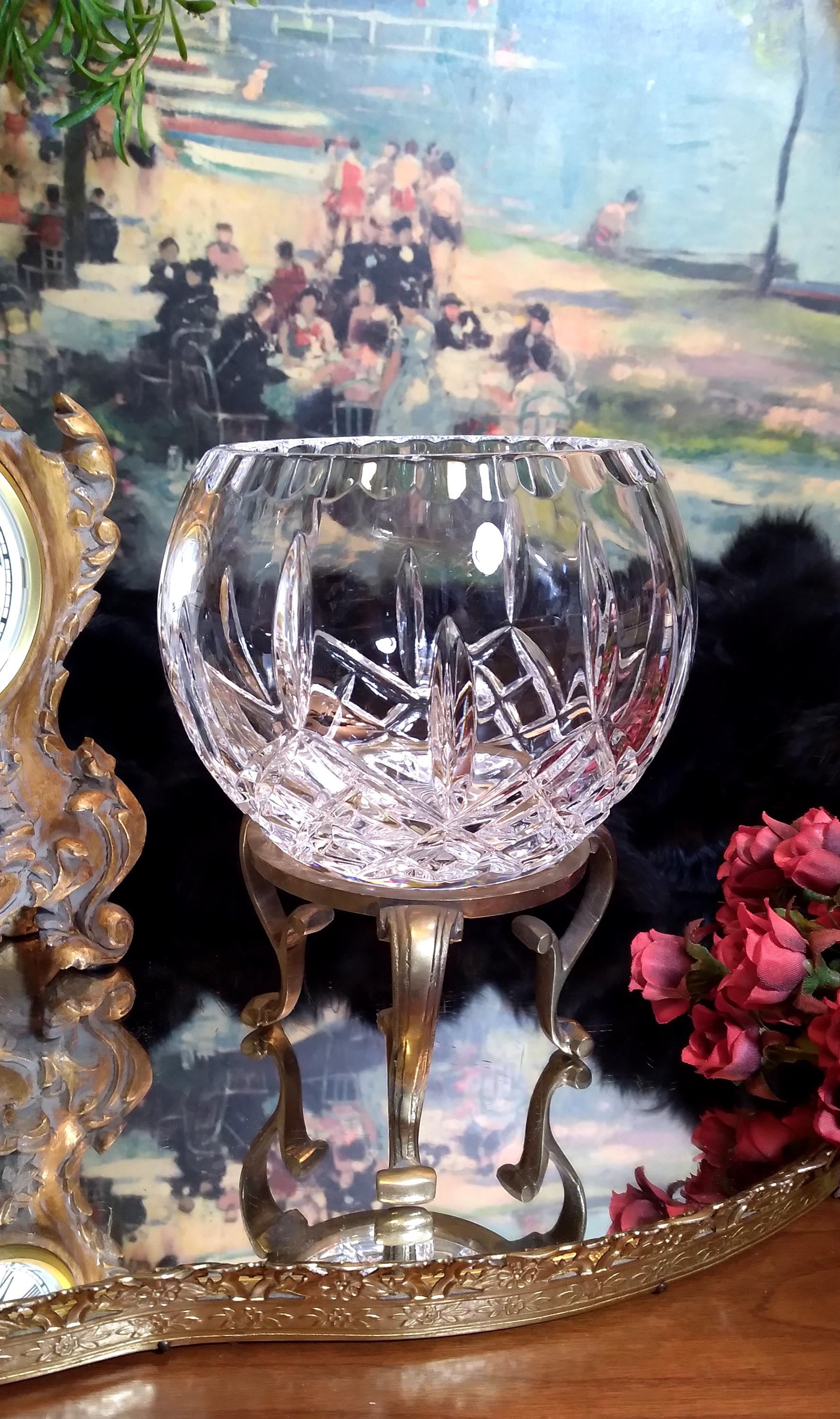 Vintage Crystal Rose Bowl - Etsy