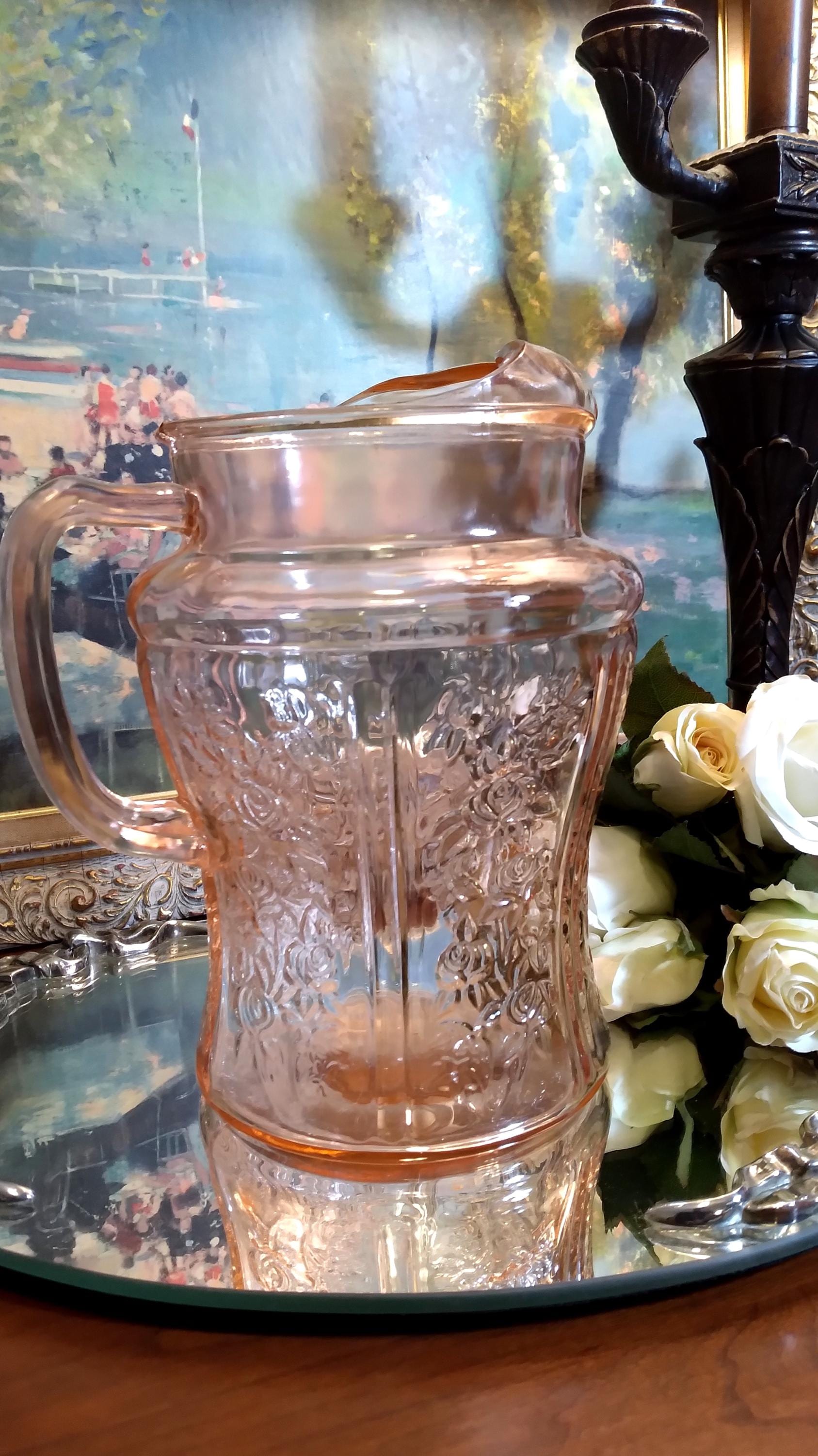 Federal Glass Sharon Pink 80 Oz. Ice Lip Pitcher | Vintage Cabbage