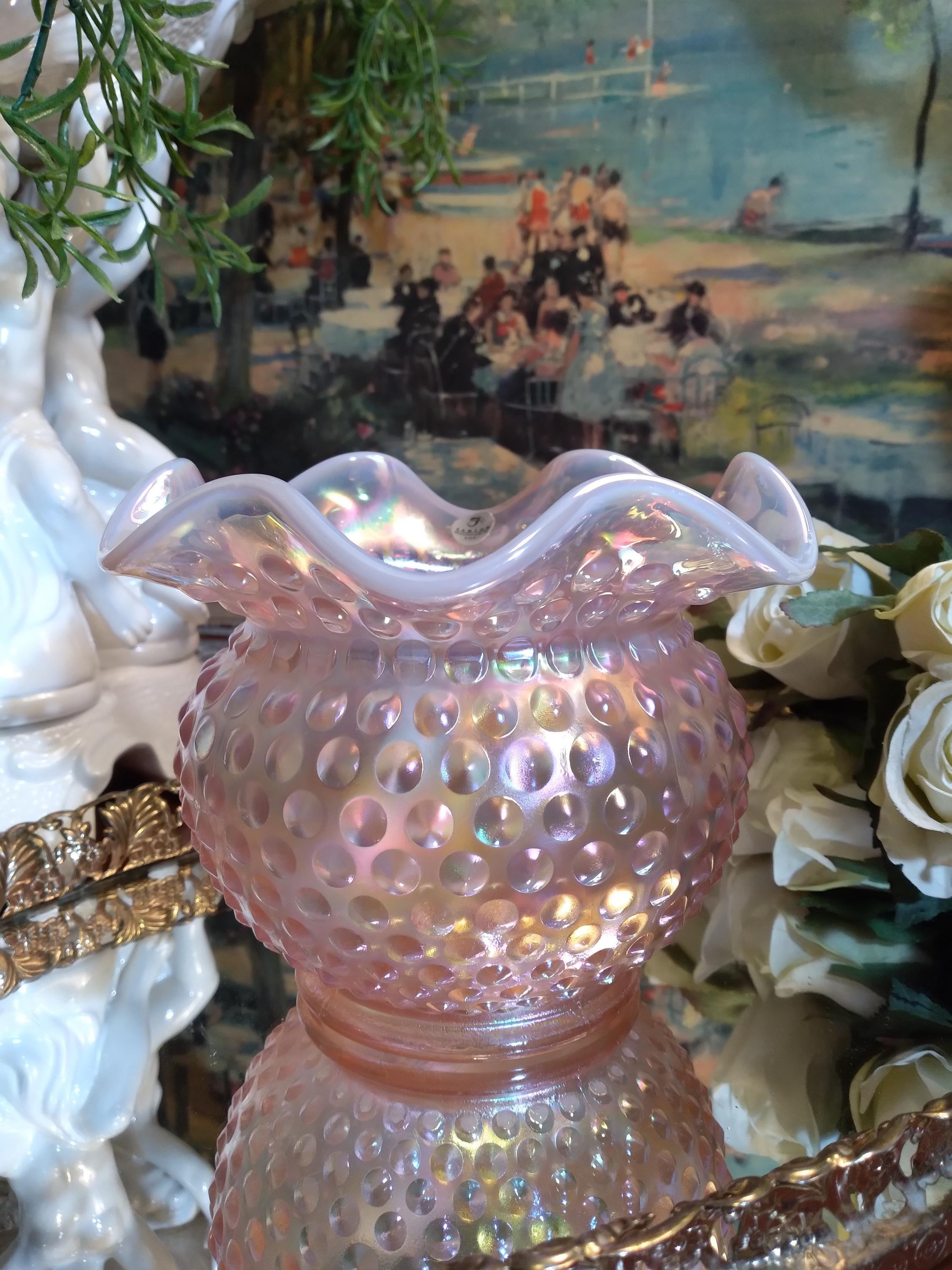 Fenton 95th Anniversary Pink Hobnail Opalescent Rose Bowl | Vintage ...