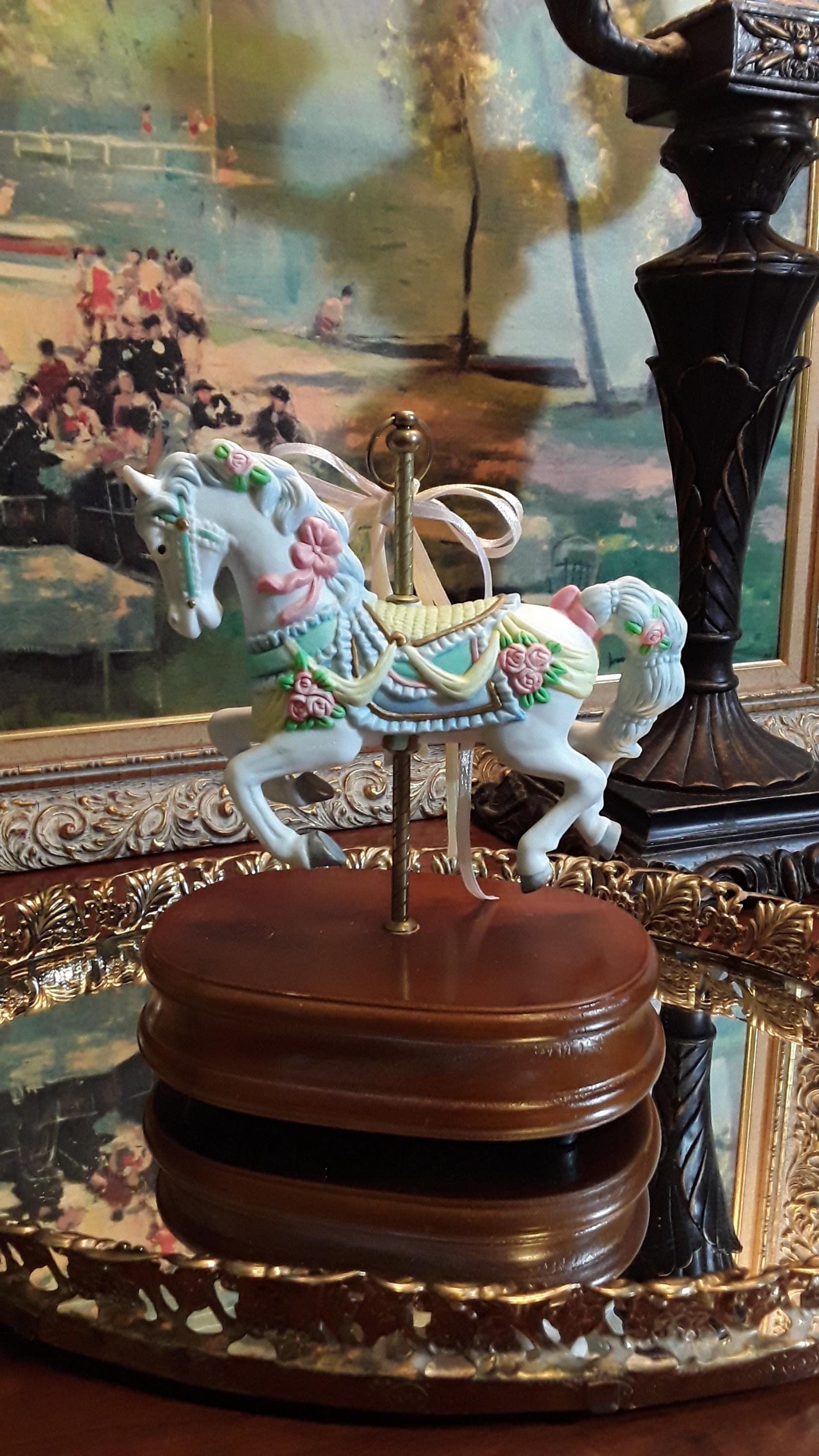Vintage Musical Wind-up Carousel Horse - Etsy display picture 1