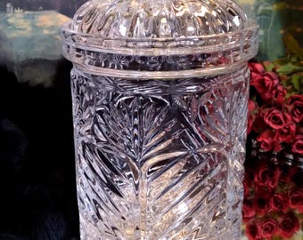 Vintage Crystal Clear Industries Portico Biscuit Jar | Crystal Canister