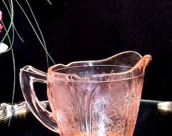 Vintage Jeannette Cherry Blossom Pink Glass 6 oz. Creamer