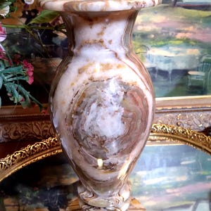 Vintage Onyx Stone 9&quot; Flower Vase