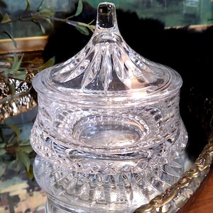 Vintage Gorham Crystal Lyric Bon Bon Dish w Lid | Lyric Gorham Crystal 4&quot; Candy Dish w Lid