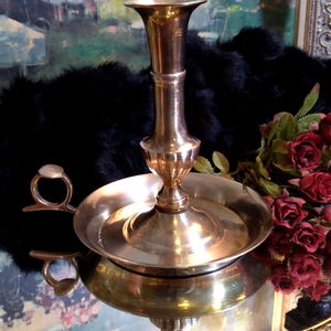 Vintage Brass Chamber Candlestick Holder
