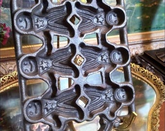 Vintage Cast Iron Gingerbread Man Mold All American | Iron Gingerbread Man Cookie Mold 6 Count