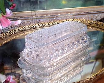 Anchor Hocking Wexford Glass 1/4 Lb Covered Butter w Lid | Vintage Wexford Glass Butter Dish w Lid