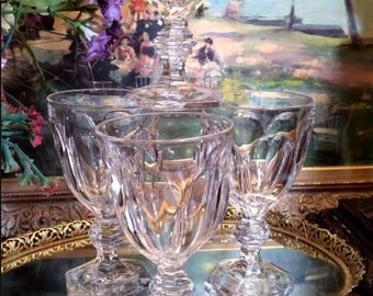 Vintage Imperial Glass Clear Old Williamsburg Water Goblets Set of (4) Clear Old Williamsburg Glasses