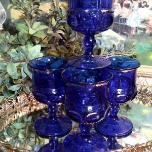 Vintage Colony Color Crown Cobalt Wine Glasses Set of (4)