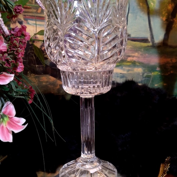 Vintage Fifth Avenue Portico Crystal (2) Pc 11" Votive Holder | Candle Lamp
