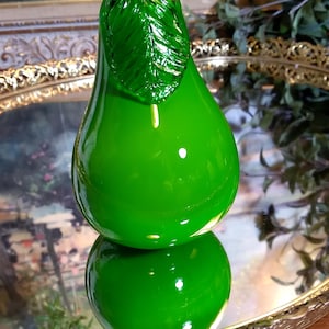 Vintage Blown Glass Green Pear/Decor
