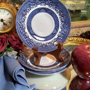 Churchill Blue Willow Saucers Georgian Set of (4) | Vintage Blue Willow Staffordshie England 5&quot; Plates Set
