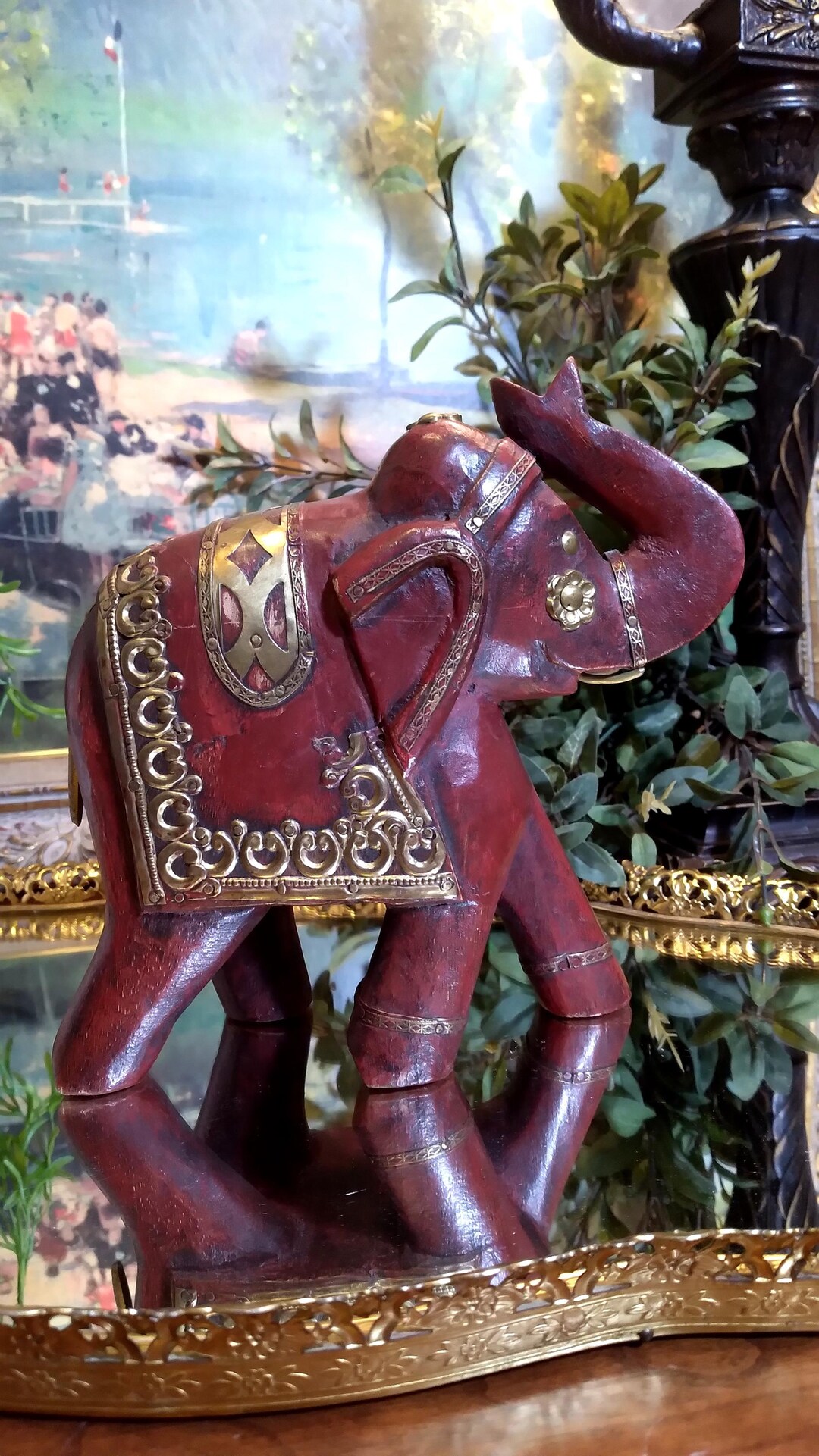 Vintage Carved Wooden Elephant Figure - Etsy