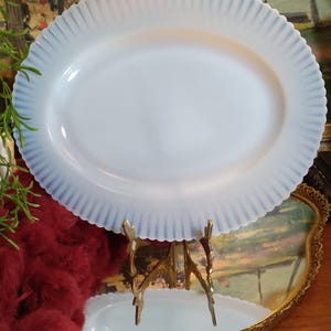 Vintage Macbeth Evans Petalware White Monax 12&quot; Oval Platter