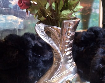 Vintage Brass Victorian Boot Planter/Vase