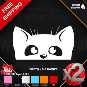 2X Peaking Cat Decal Sticker | Cute Cat Head Vinyl Sticker for Car, Truck, Laptop, Tumbler, Window, Wall | Vinyl Sticker 5.5"