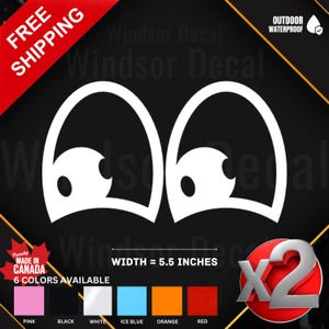 2X Cartoonish Eyes Sticker | Funny Eye Vinyl Decal for Car, Truck, Laptop, Window, Wall | 5.5" Sticker