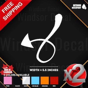 2X Devil Tail Decal Sticker | Evil Demon Tail Vinyl Sticker for Car, Truck, Laptop, Tumbler, Window, Wall | Vinyl Sticker 5.5"