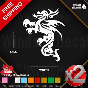 2X Dragon Decal Sticker | Dragon Vinyl Sticker for Car, Truck, Laptop, Tumbler, Window, Wall Decal Sticker