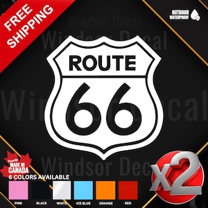 2X Route 66 | Interstate Decal | Make My Day Vinyl Sticker | Military Sign | Car Decal | Truck Laptop Tumbler Sticker 5&quot;