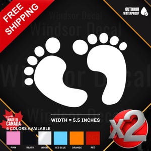 2X Baby Footsteps Sticker | Cute Baby Footprint Vinyl Decal for Car, Truck, Laptop, Window, Wall | Baby Shower Sticker 5.5"