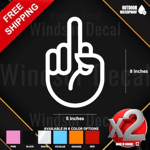 2X Middle Finger Hand Gesture Sticker | Make My Day Decal | Cool Decal | Window, Car, Truck, Laptop, Tumbler Vinyl Decal Sticker 8&quot;