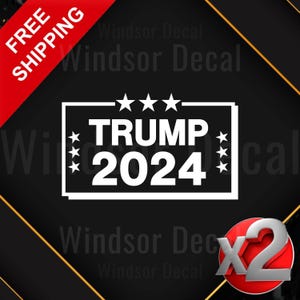2X Trump 2024 Vinyl Decal, Political Sticker, Patriotic Car Decor, Election Support Decal, Pro Trump Bumper Sticker 5"