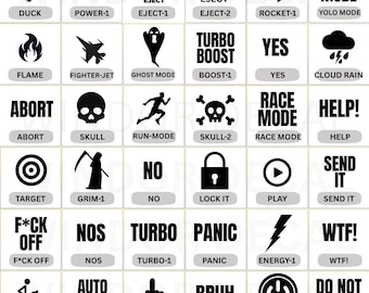 Funny Blank Car Button Decals, Glossy Vinyl Stickers, Eject Passenger Button Decal