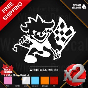 2X Devil Let's Race Sticker | Funny Racing Devil Vinyl Decal for Car, Truck, Laptop, Tumbler, Window, Wall Vinyl Sticker 5.5"
