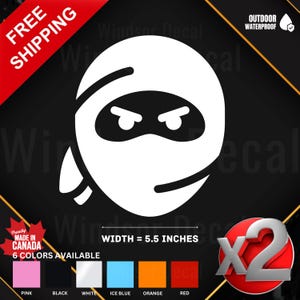 2X Ninja Sticker | Cool Ninja Vinyl Decal for Car, Truck, Laptop, Tumbler, Window, Wall | Martial Arts Sticker 5.5"