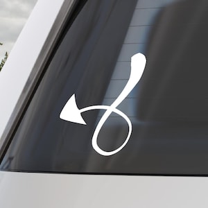 Devil Demon Tail Vinyl Car Decal, Funny Dark Aesthetic Laptop Tumbler Window Sticker