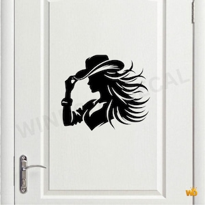 Minimalist Cowgirl Silhouette Vinyl Decal, Western Rodeo Style Sticker Decal