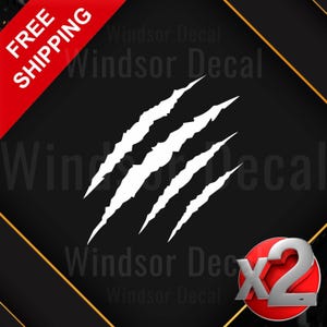 2X Claws Scratch Vinyl Decal Sticker, Scratch Design Car Decal, Animal Claw Marks, Dog Scratch Sticker 6&quot;