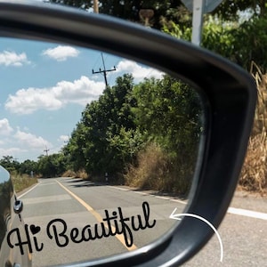 Hi Beautiful Cute Decal Sticker, Quote Design, Inspirational Quote Wall Mirror, Car Visor Decal, Bathroom Decal, Motivation Decal