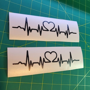 Heartbeat Vinyl Decal Sticker - Love & Health Decor - 2 Pack