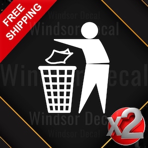 Trash Can Label Decal: Garbage Bin Sticker, 5 inch (Set of 2)